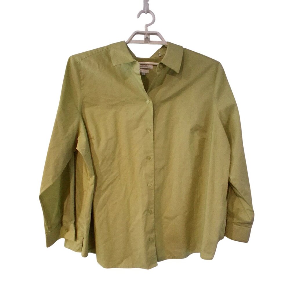 Foxcroft shirt womens 22W wrinkle free button up green